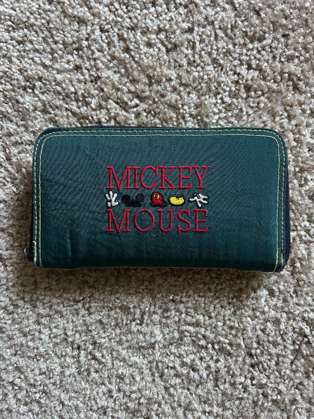 Mickey Unlimited Vintage Green Nylon Zip Wallet
